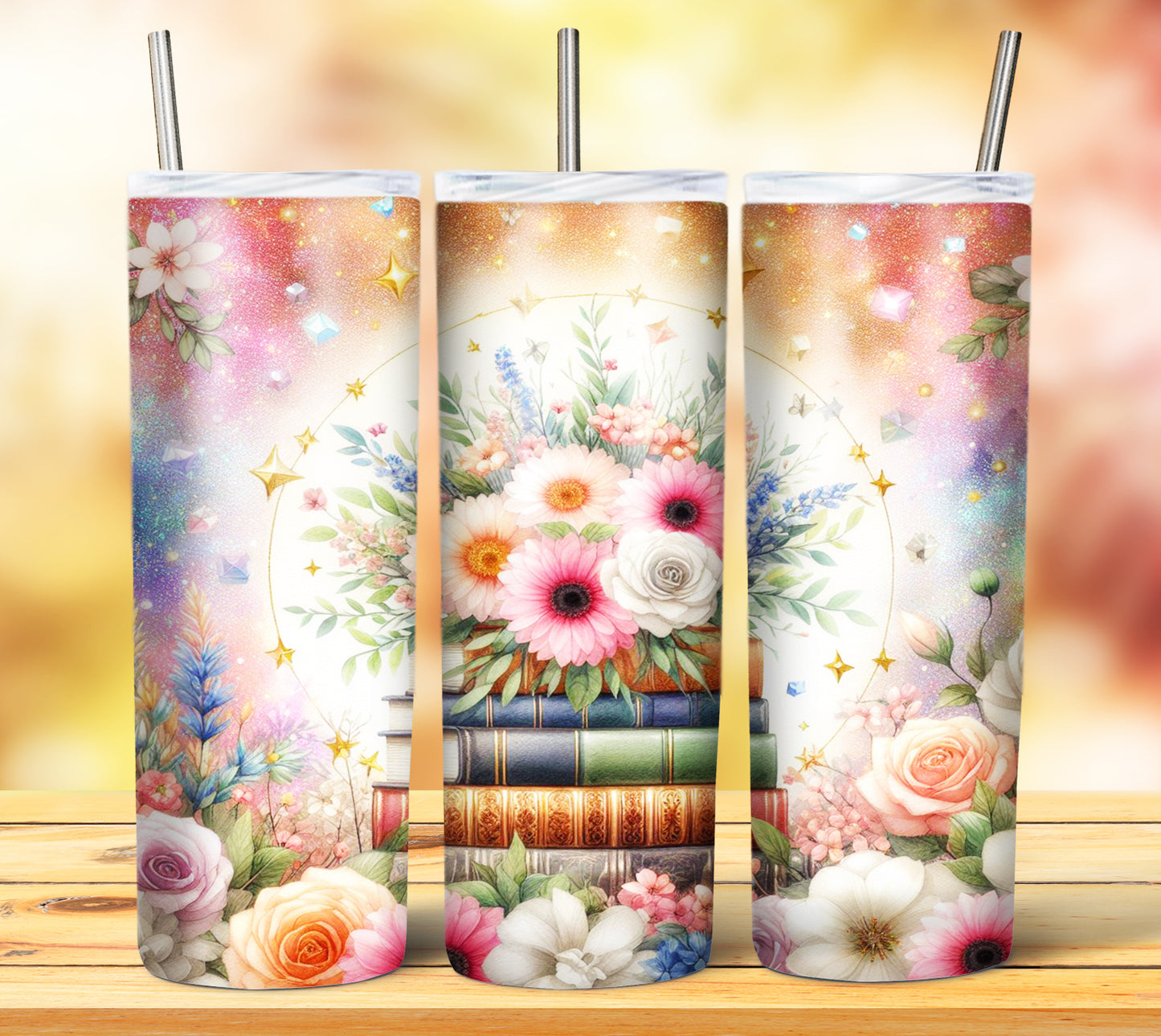 Floral Books Sublimation 20oz Tumbler Images Bundle