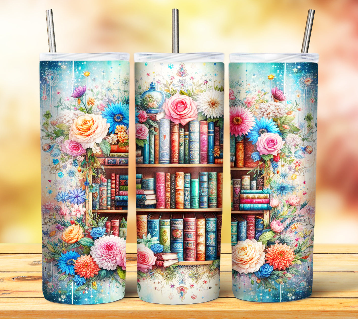 Floral Books Sublimation 20oz Tumbler Images Bundle