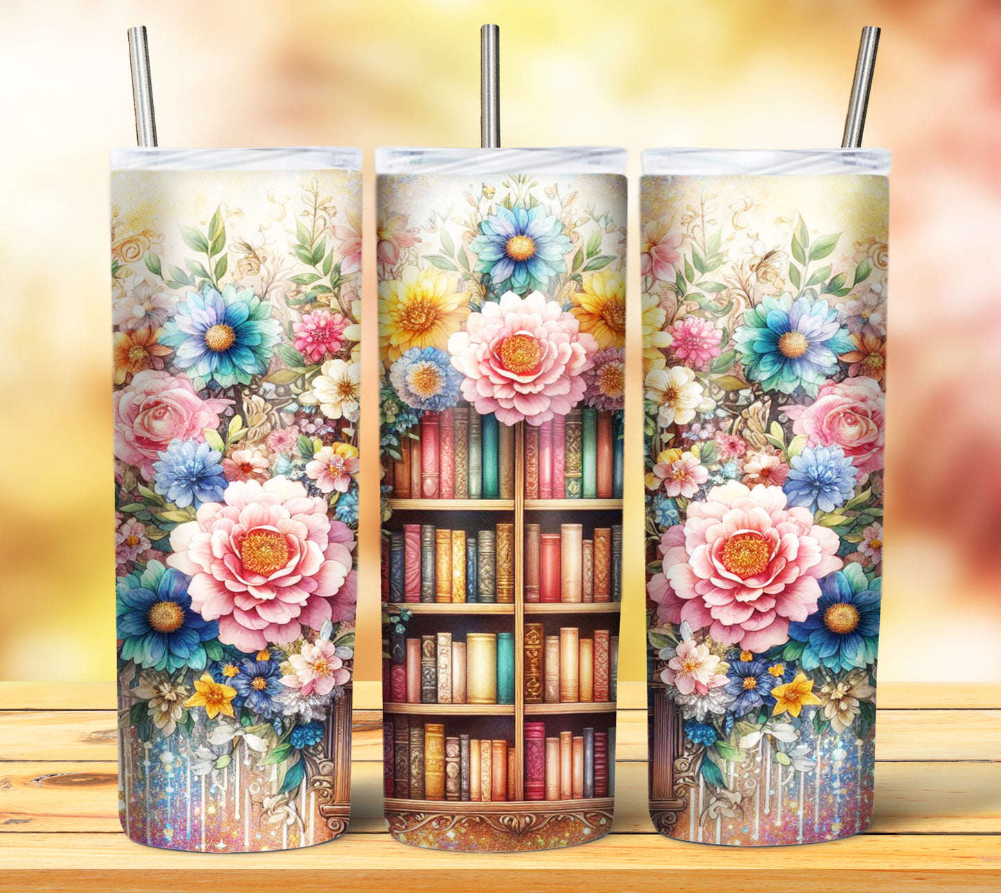 Floral Books Sublimation 20oz Tumbler Images Bundle