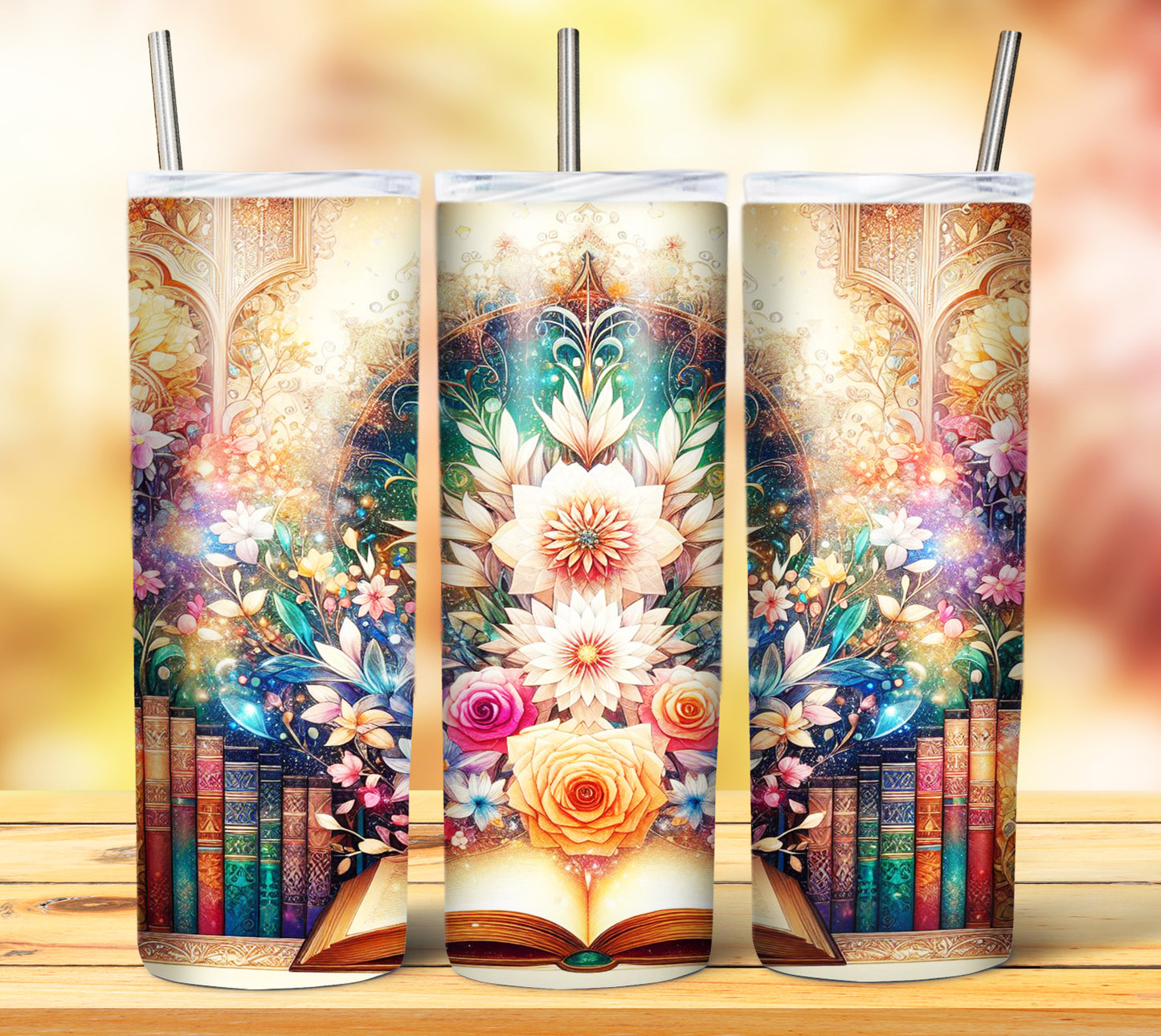 Floral Books Sublimation 20oz Tumbler Images Bundle