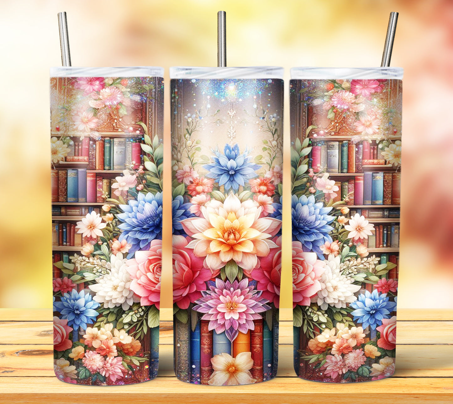 Floral Books Sublimation 20oz Tumbler Images Bundle