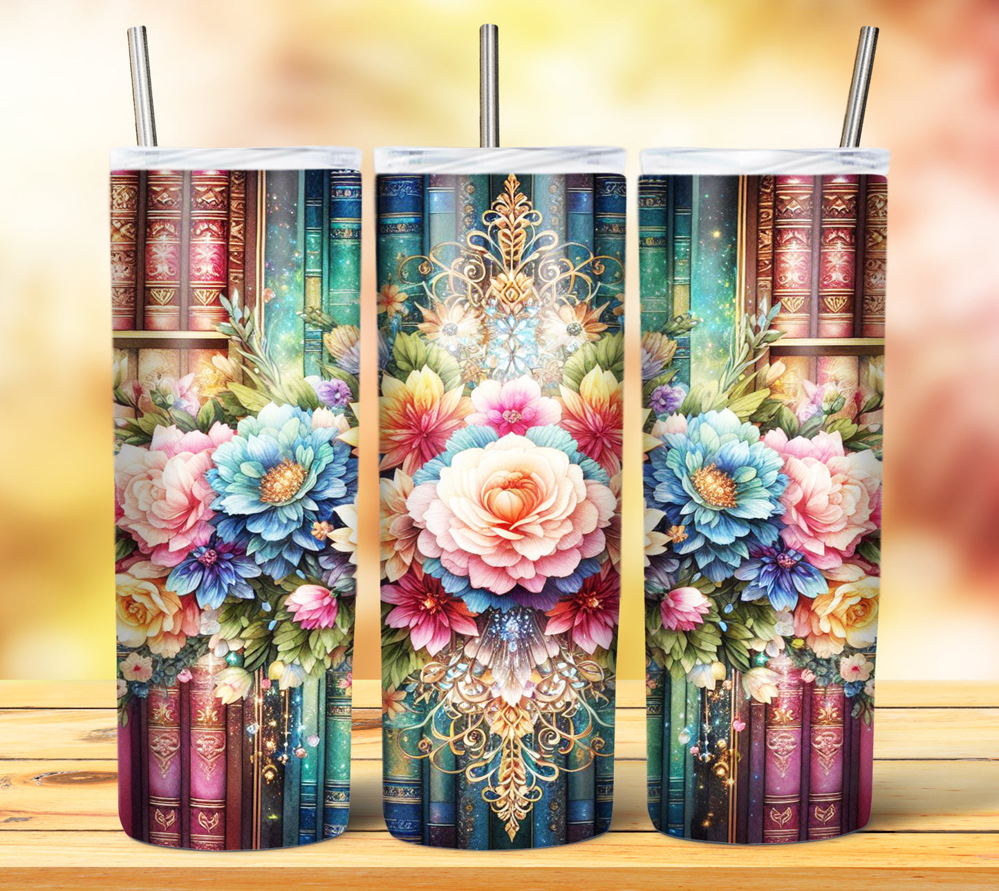 Floral Books Sublimation 20oz Tumbler Images Bundle