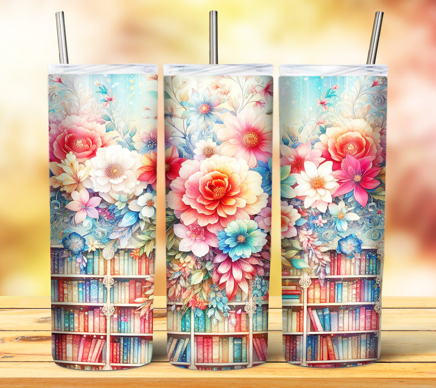 Floral Books Sublimation 20oz Tumbler Images Bundle