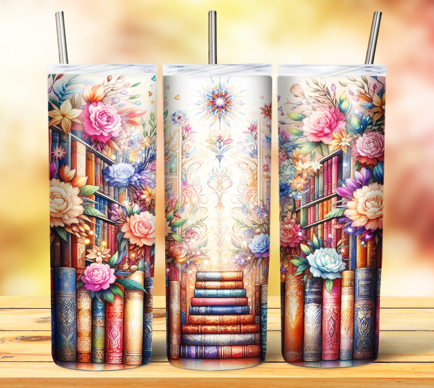 Floral Books Sublimation 20oz Tumbler Images Bundle