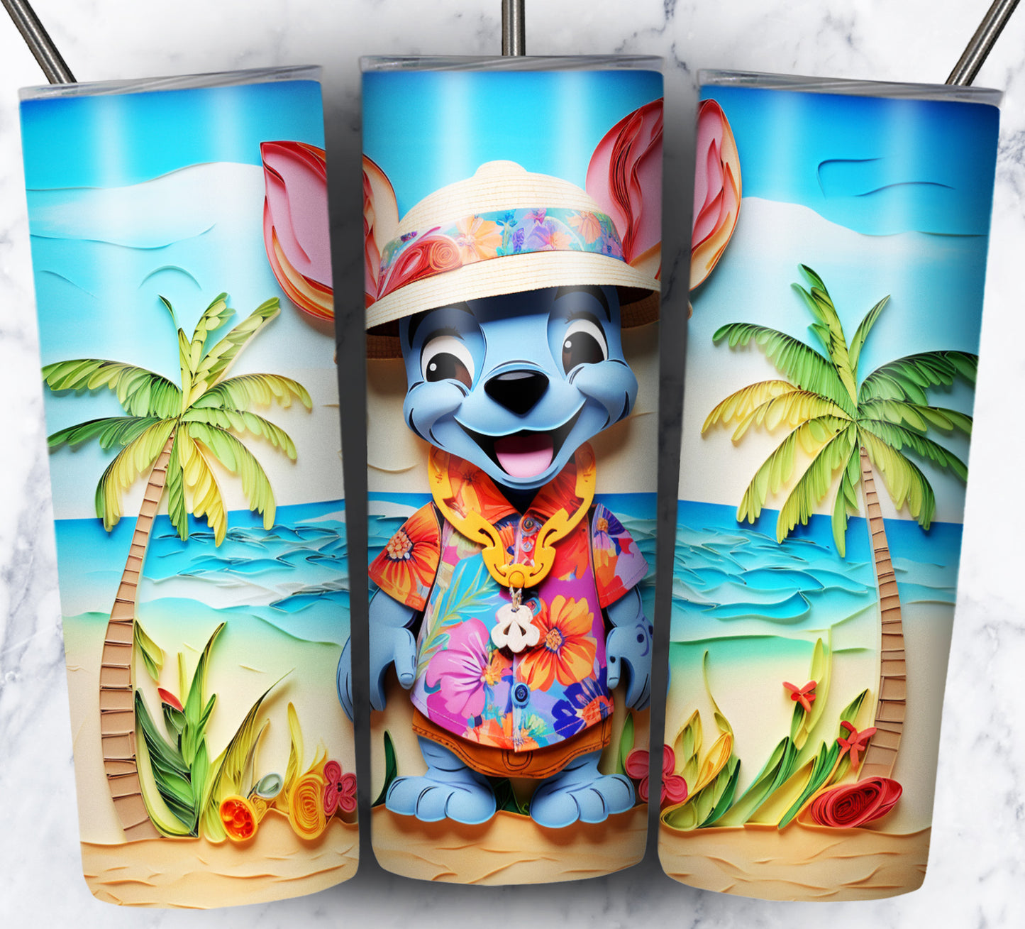 Cartoon Paper Beach Sublimation 20oz Tumbler Images Bundle