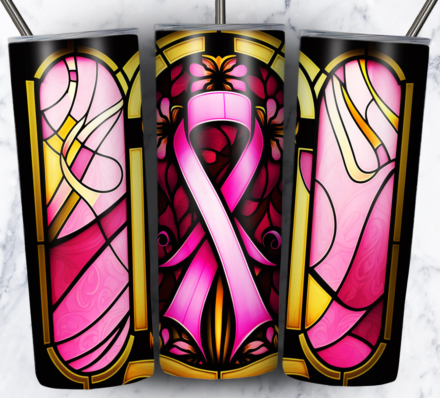 40+ Stain Glass Breast Cancer Sublimation 20oz Images Bundle