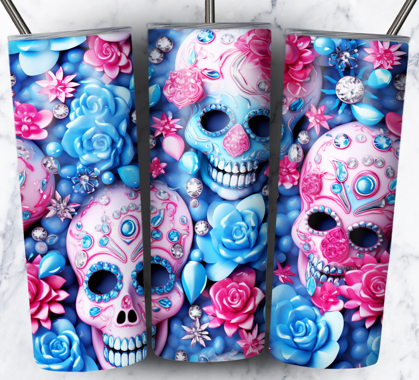 Skull Gems Sublimation 20oz Tumbler Images Bundle