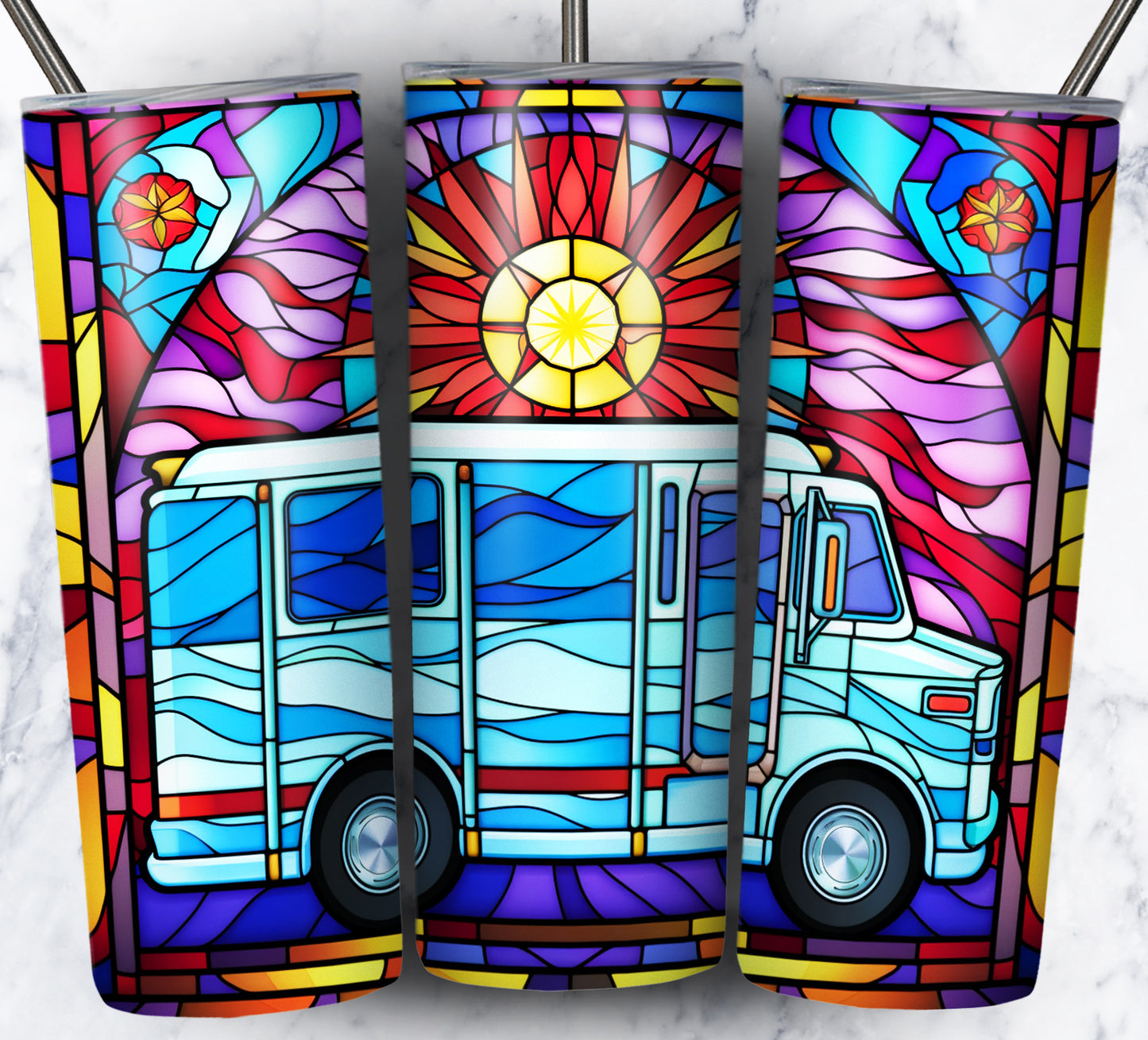 40+ Stain Glass Work Vehicles Sublimation 20oz Images Bundle