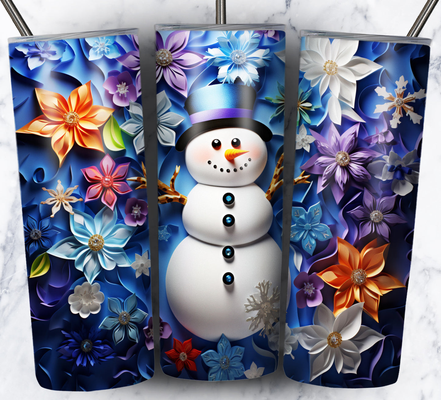 70 3D Christmas Snoman Sublimation 20oz Images Bundle