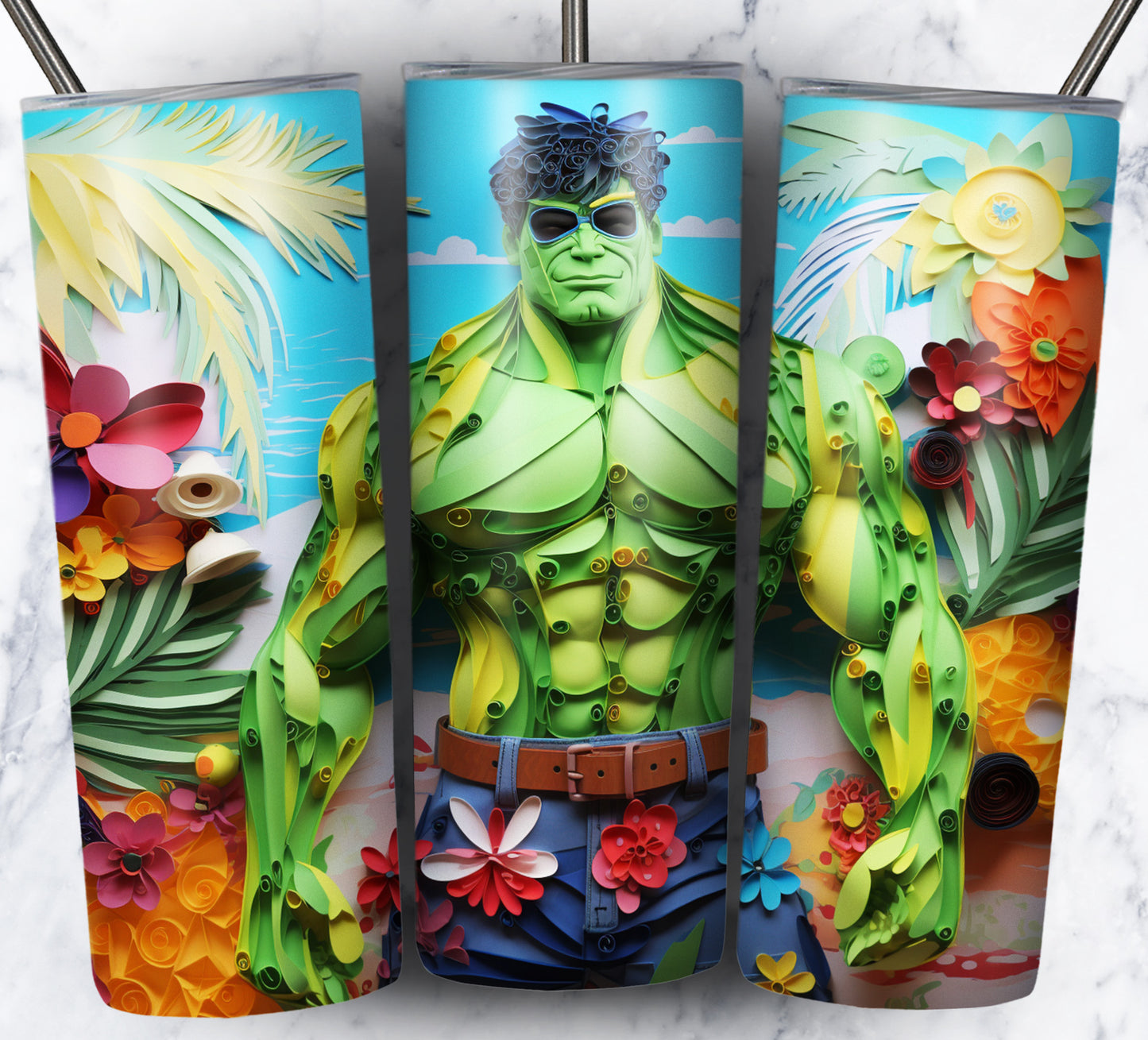 Cartoon Paper Beach Sublimation 20oz Tumbler Images Bundle