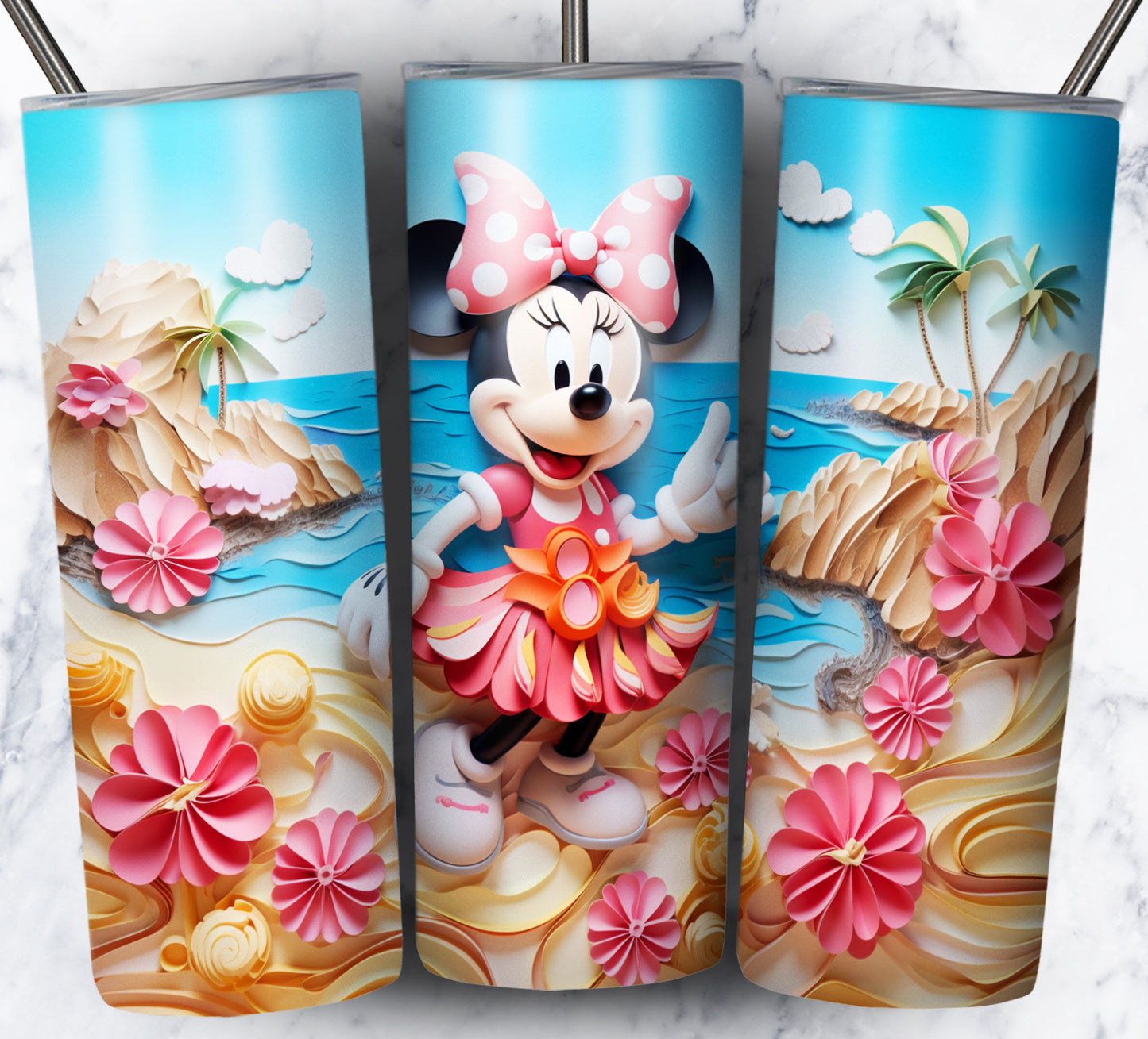 Cartoon Paper Beach Sublimation 20oz Tumbler Images Bundle