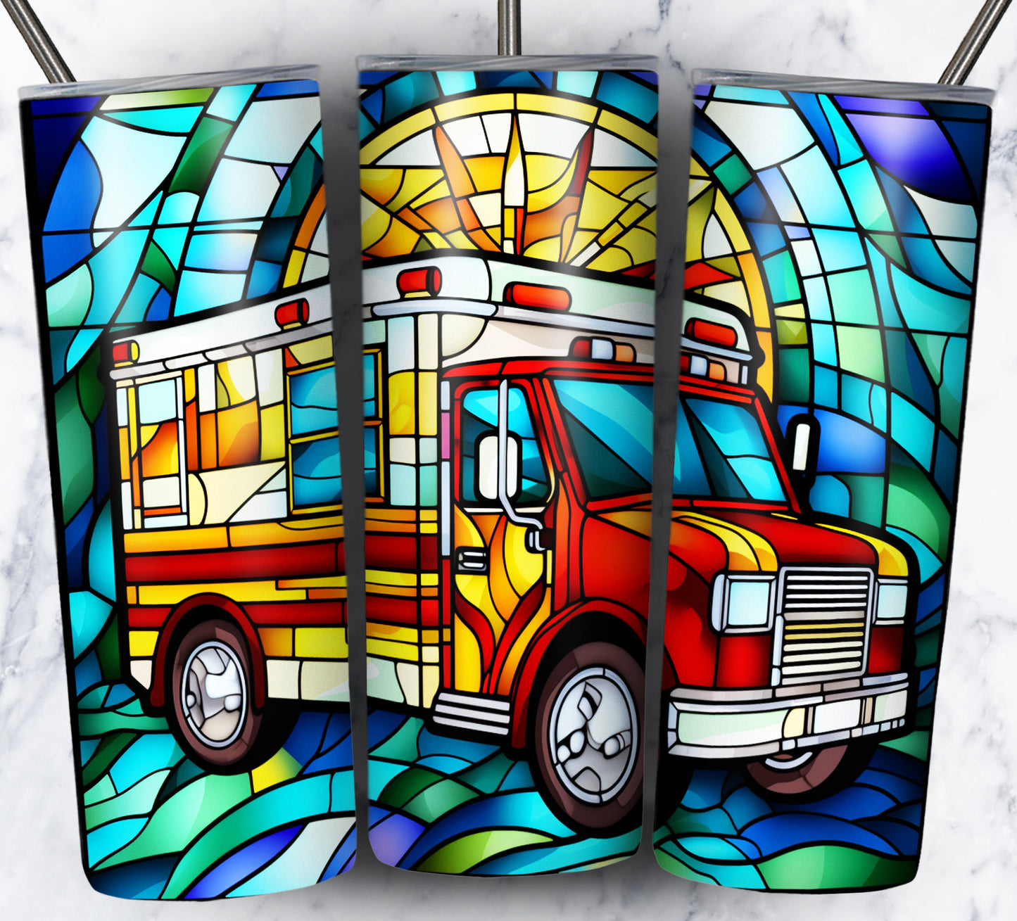 40+ Stain Glass Work Vehicles Sublimation 20oz Images Bundle