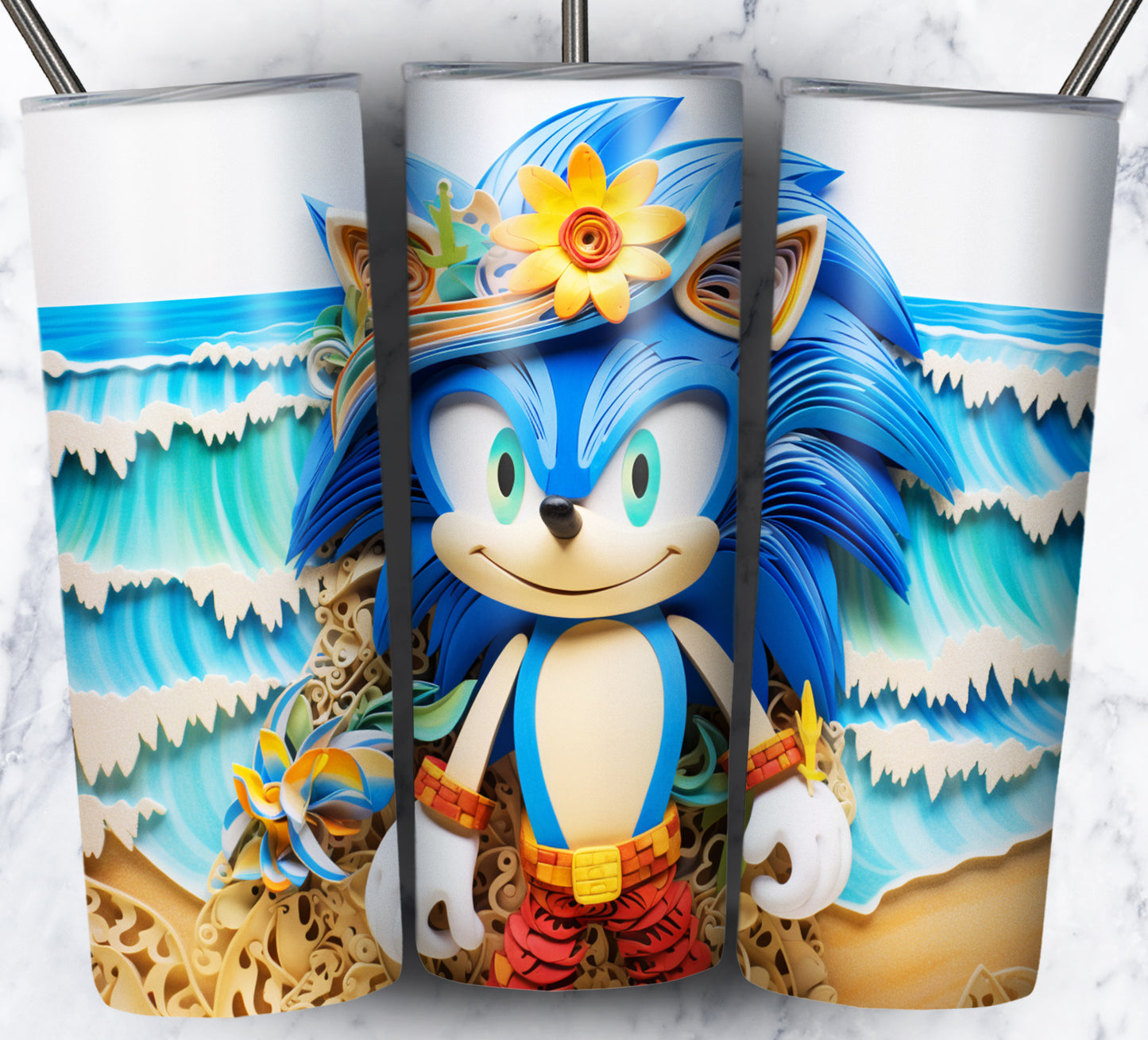 Cartoon Paper Beach Sublimation 20oz Tumbler Images Bundle