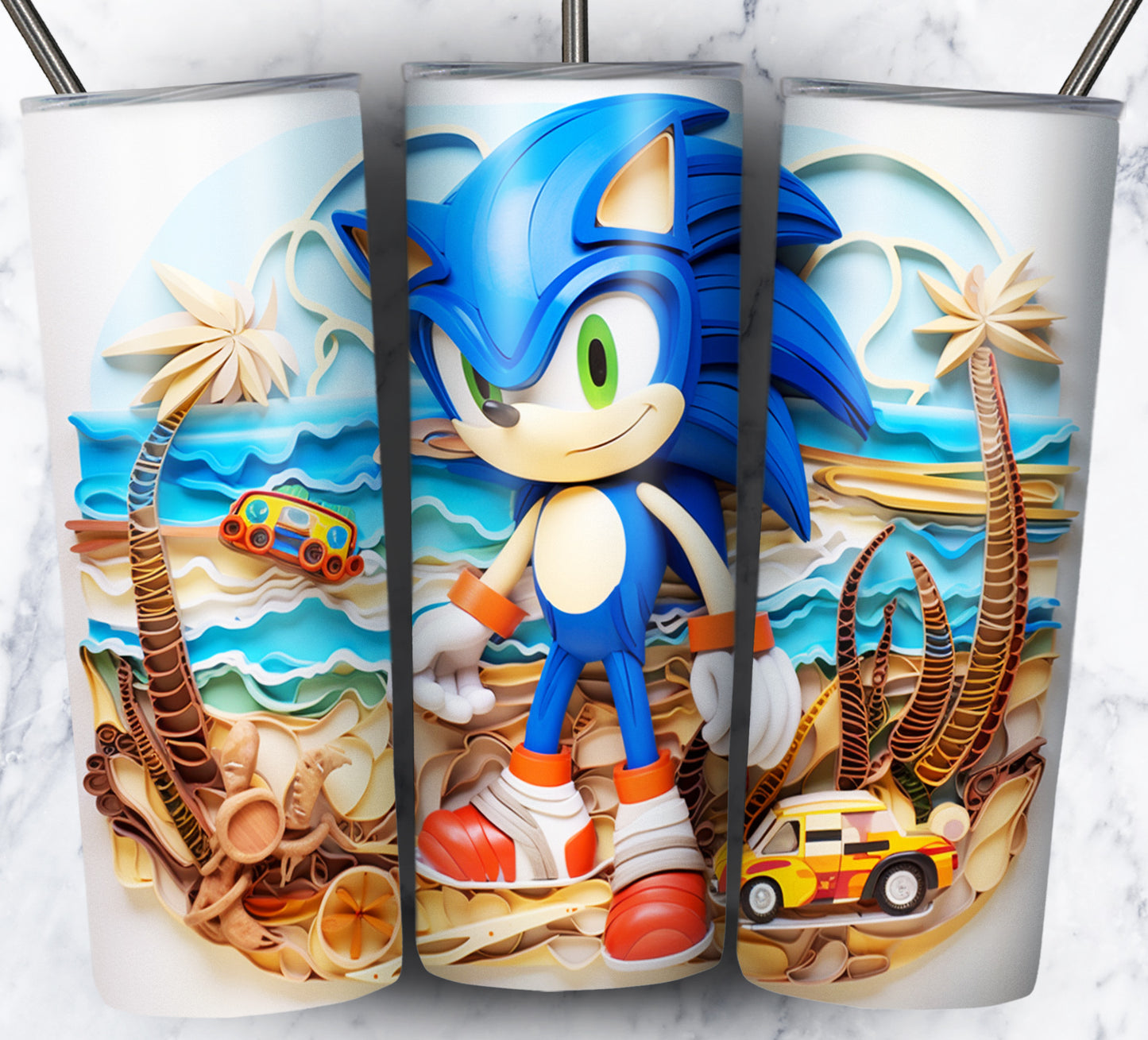 Cartoon Paper Beach Sublimation 20oz Tumbler Images Bundle