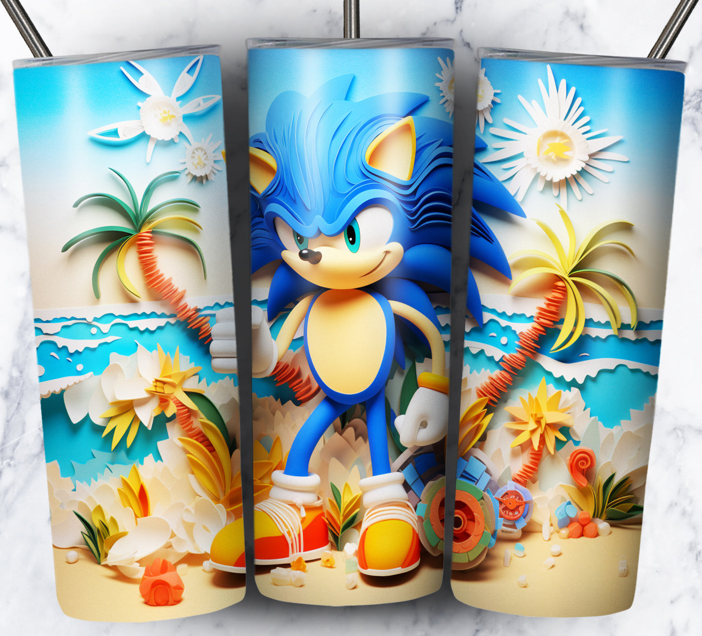 Cartoon Paper Beach Sublimation 20oz Tumbler Images Bundle