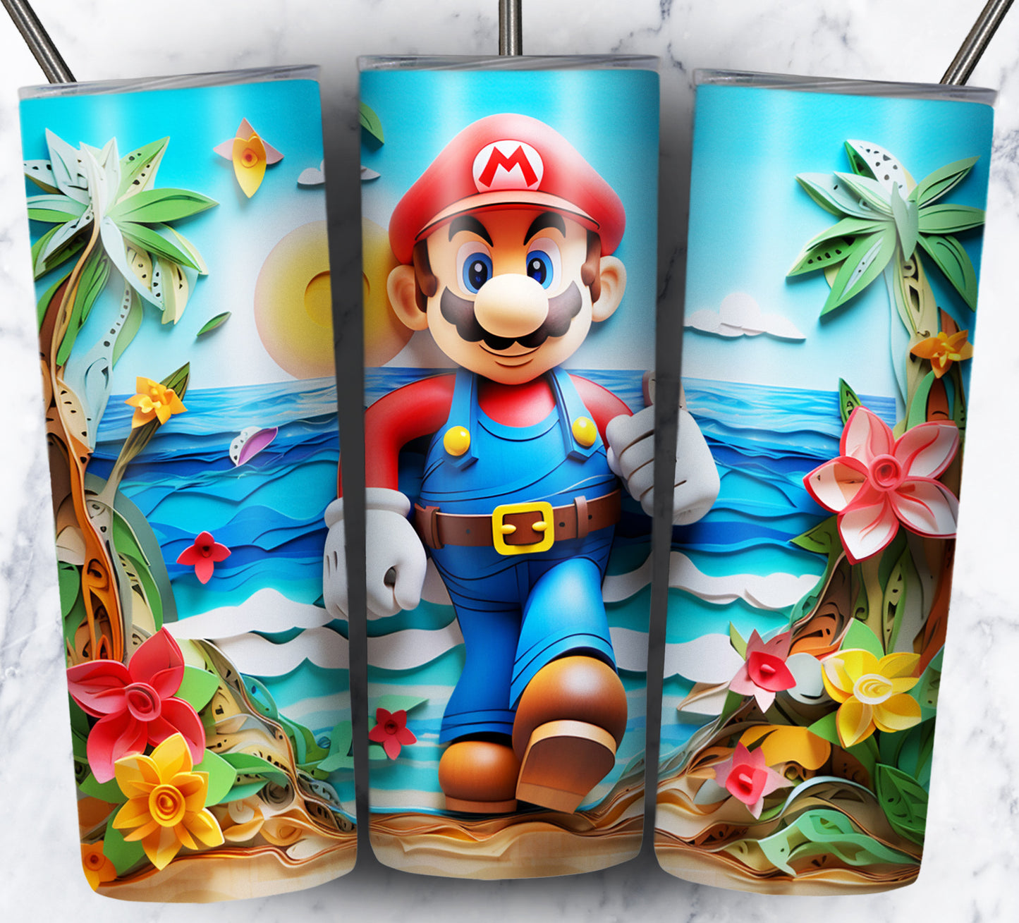 Cartoon Paper Beach Sublimation 20oz Tumbler Images Bundle