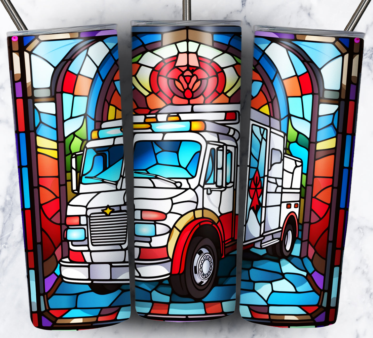 40+ Stain Glass Work Vehicles Sublimation 20oz Images Bundle