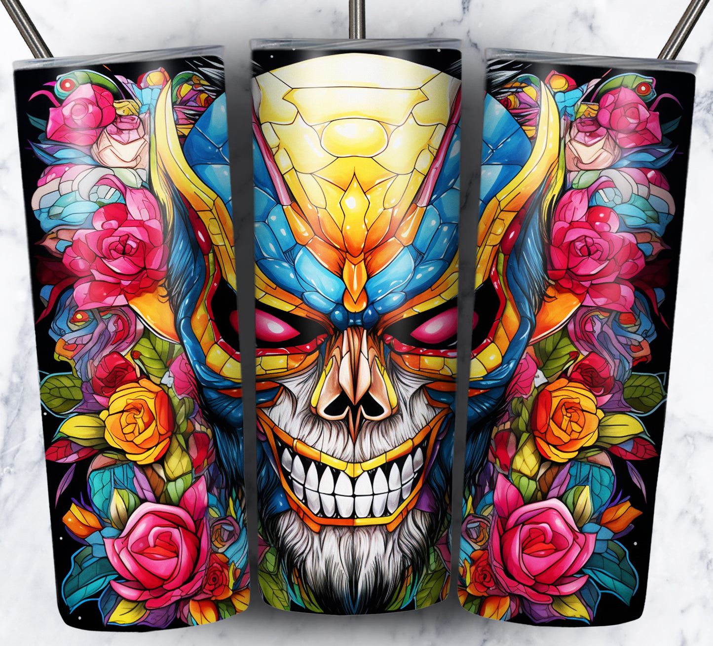 Superhero SugarSkull Sublimation 20oz Tumbler Images Bundle