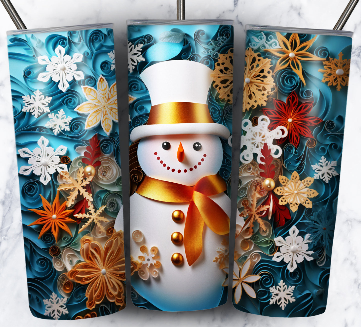 70 3D Christmas Snoman Sublimation 20oz Images Bundle