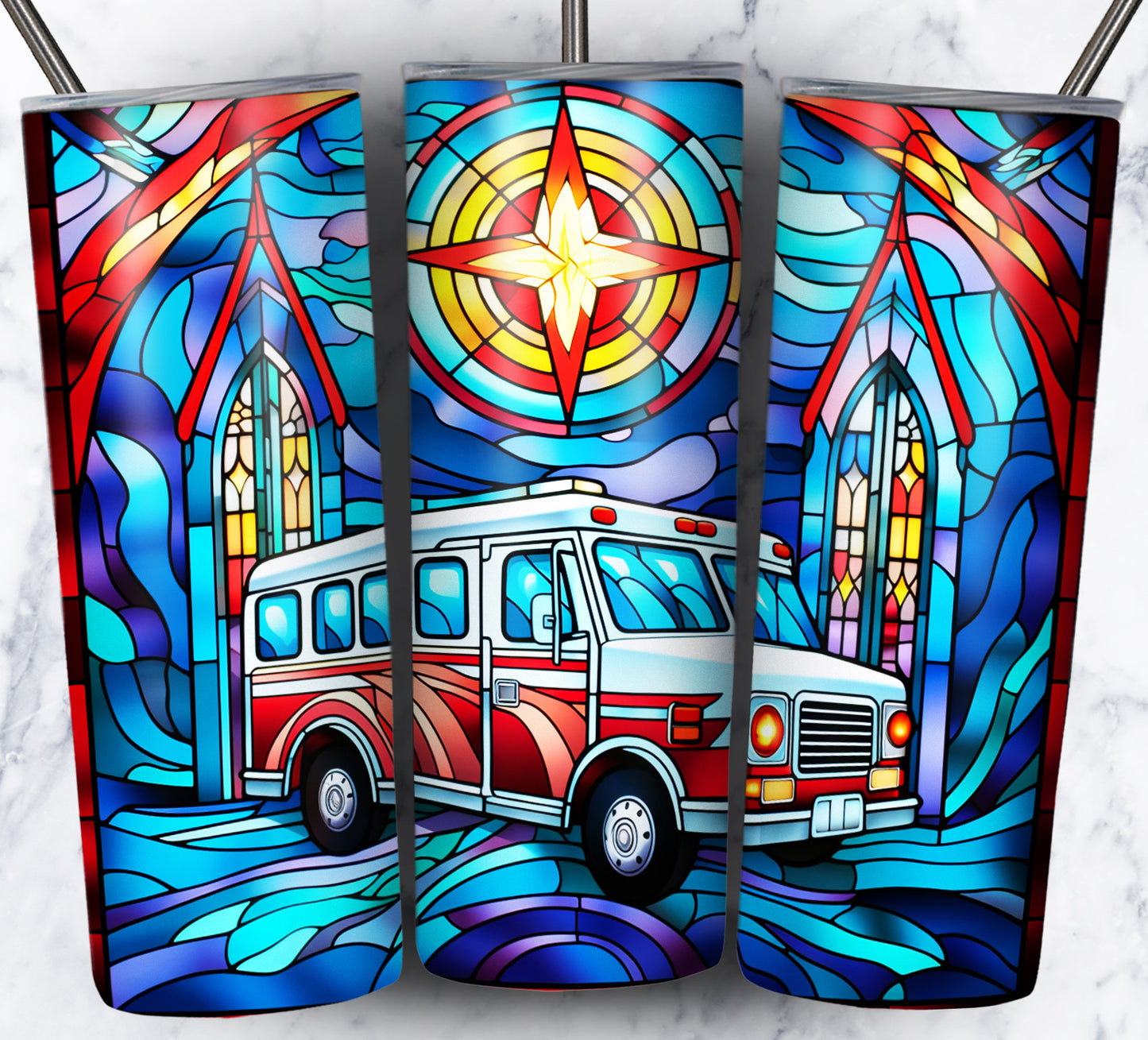 40+ Stain Glass Work Vehicles Sublimation 20oz Images Bundle