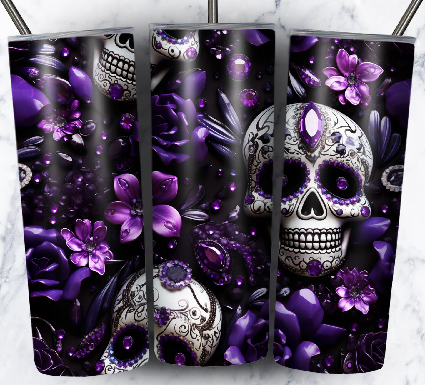 Skull Gems Sublimation 20oz Tumbler Images Bundle