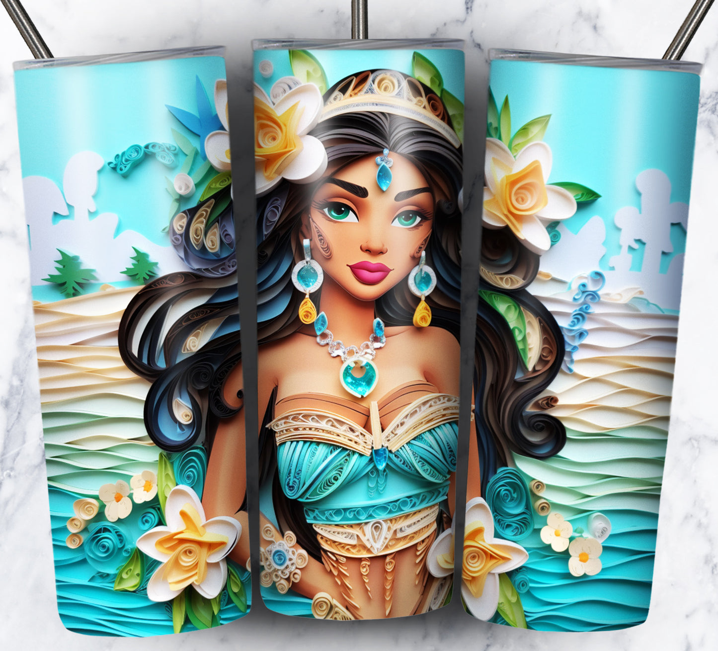 Cartoon Paper Beach Sublimation 20oz Tumbler Images Bundle