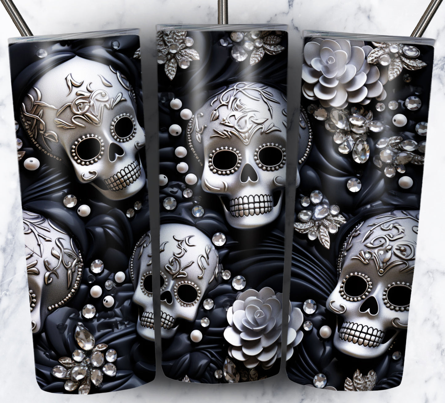 Skull Gems Sublimation 20oz Tumbler Images Bundle