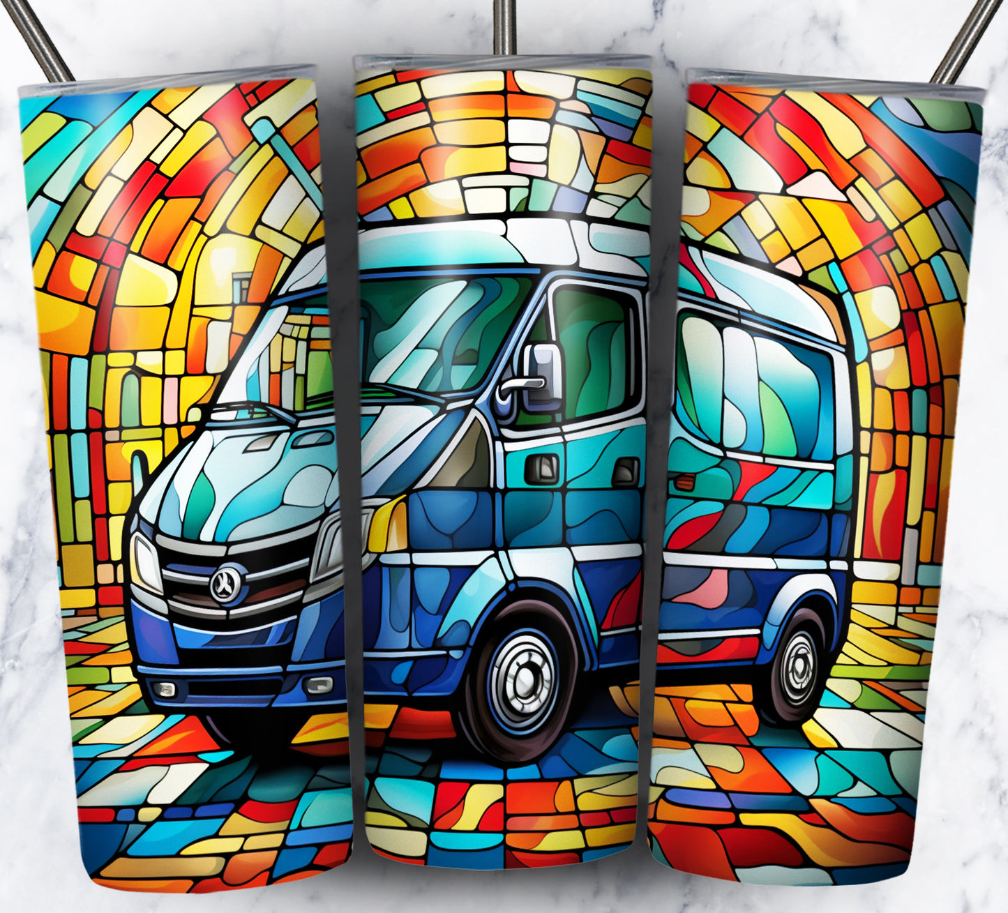 40+ Stain Glass Work Vehicles Sublimation 20oz Images Bundle