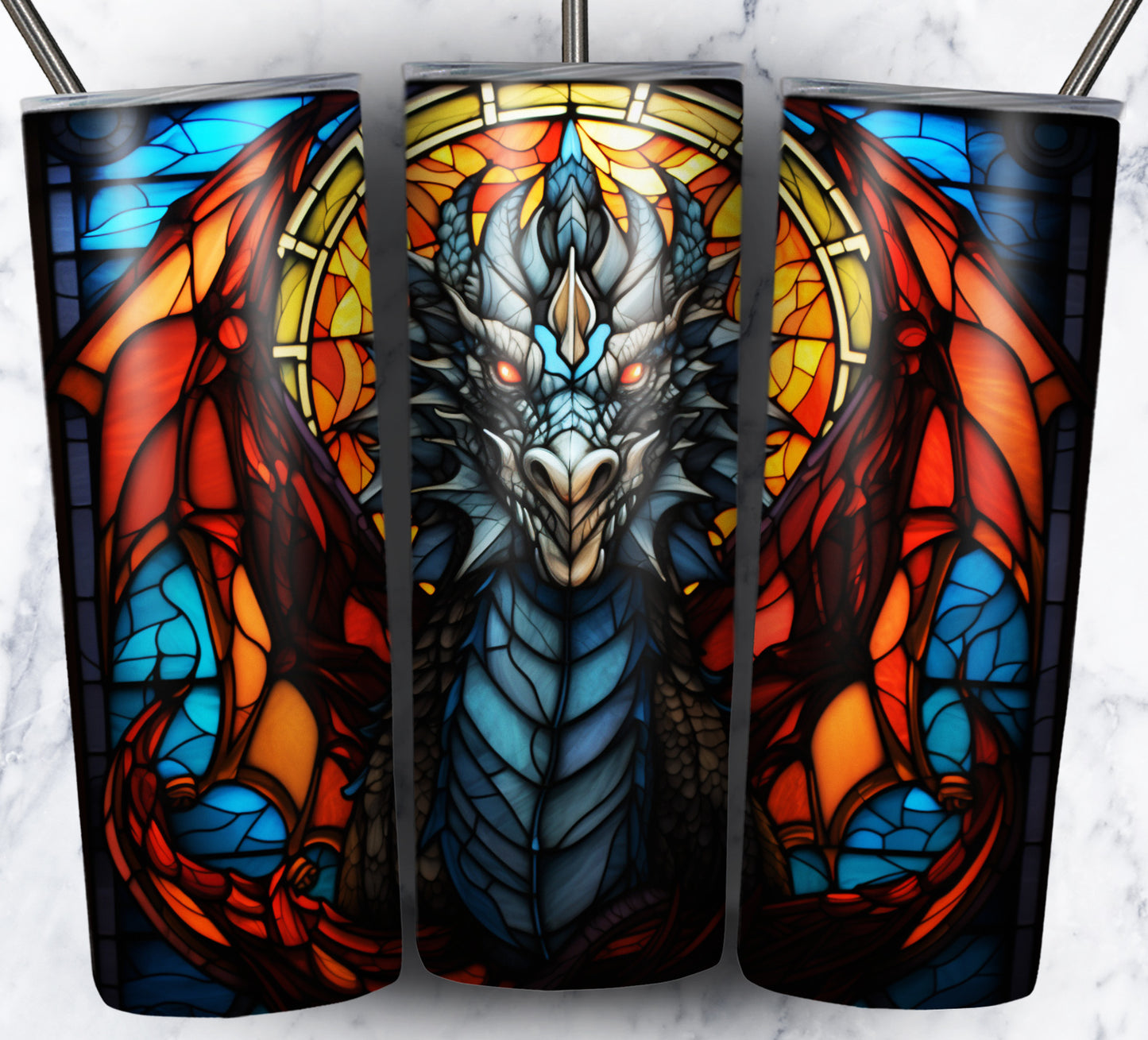 Dragon StainGlass Sublimation 20oz Tumbler Images Bundle