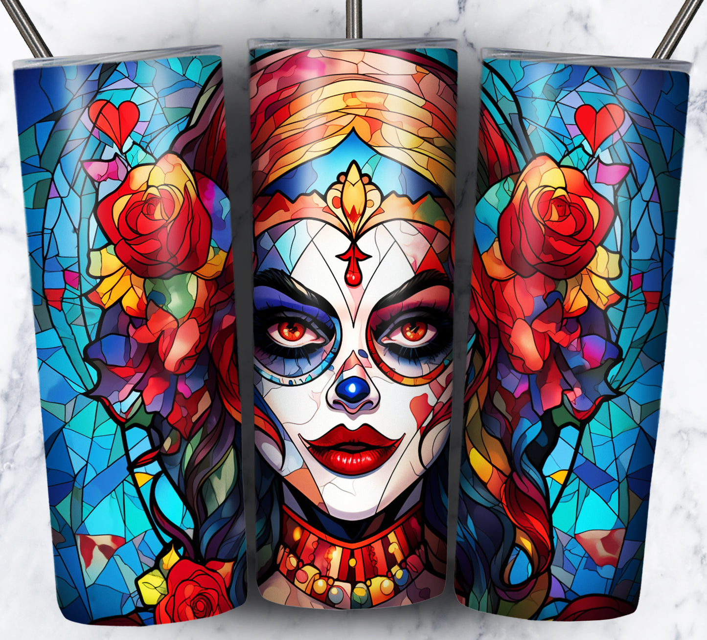 Superhero SugarSkull Sublimation 20oz Tumbler Images Bundle