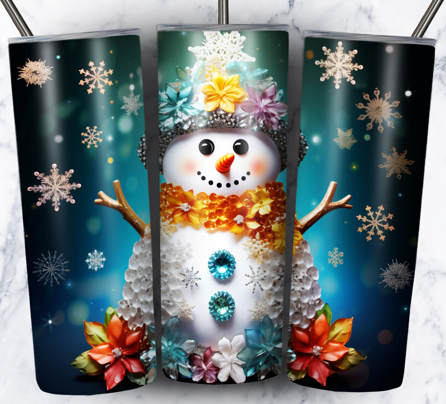 70 3D Christmas Snoman Sublimation 20oz Images Bundle