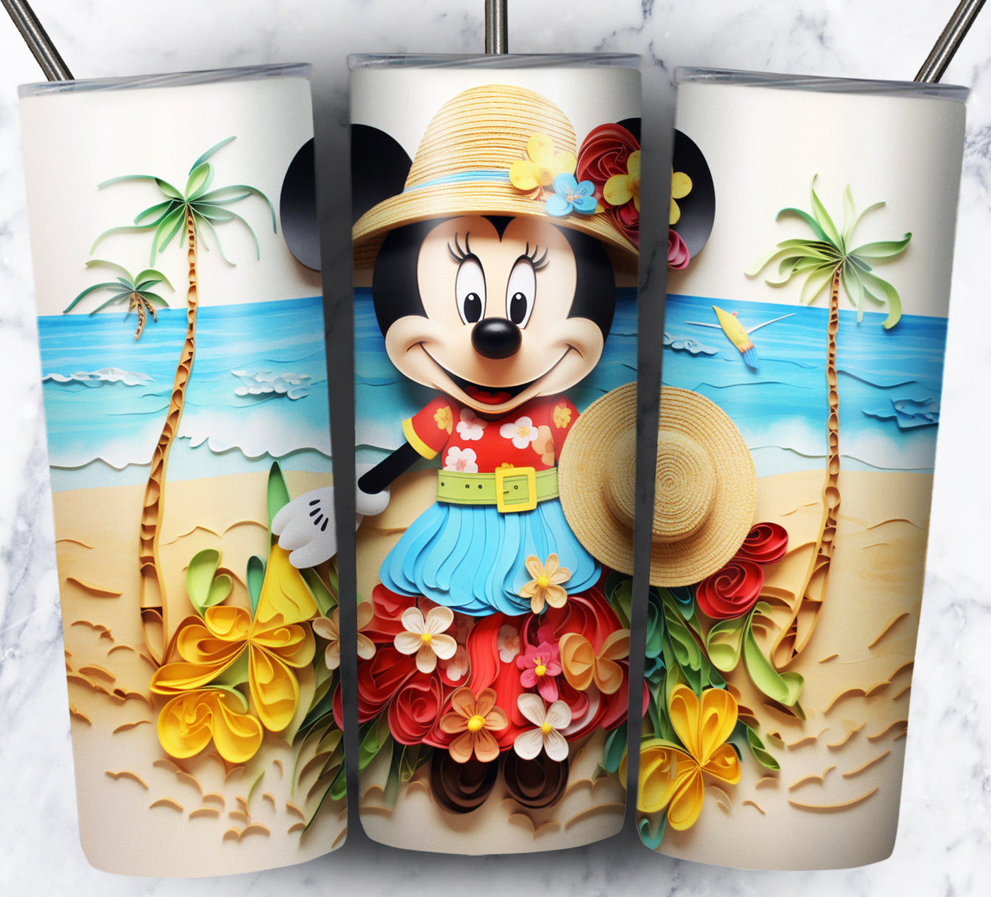 Cartoon Paper Beach Sublimation 20oz Tumbler Images Bundle