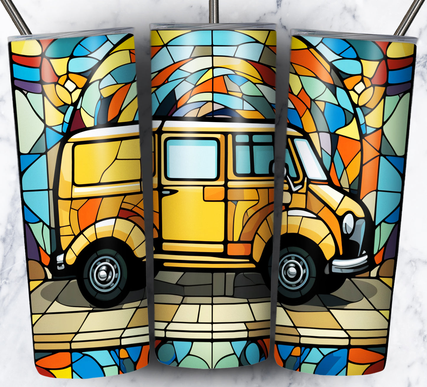 40+ Stain Glass Work Vehicles Sublimation 20oz Images Bundle