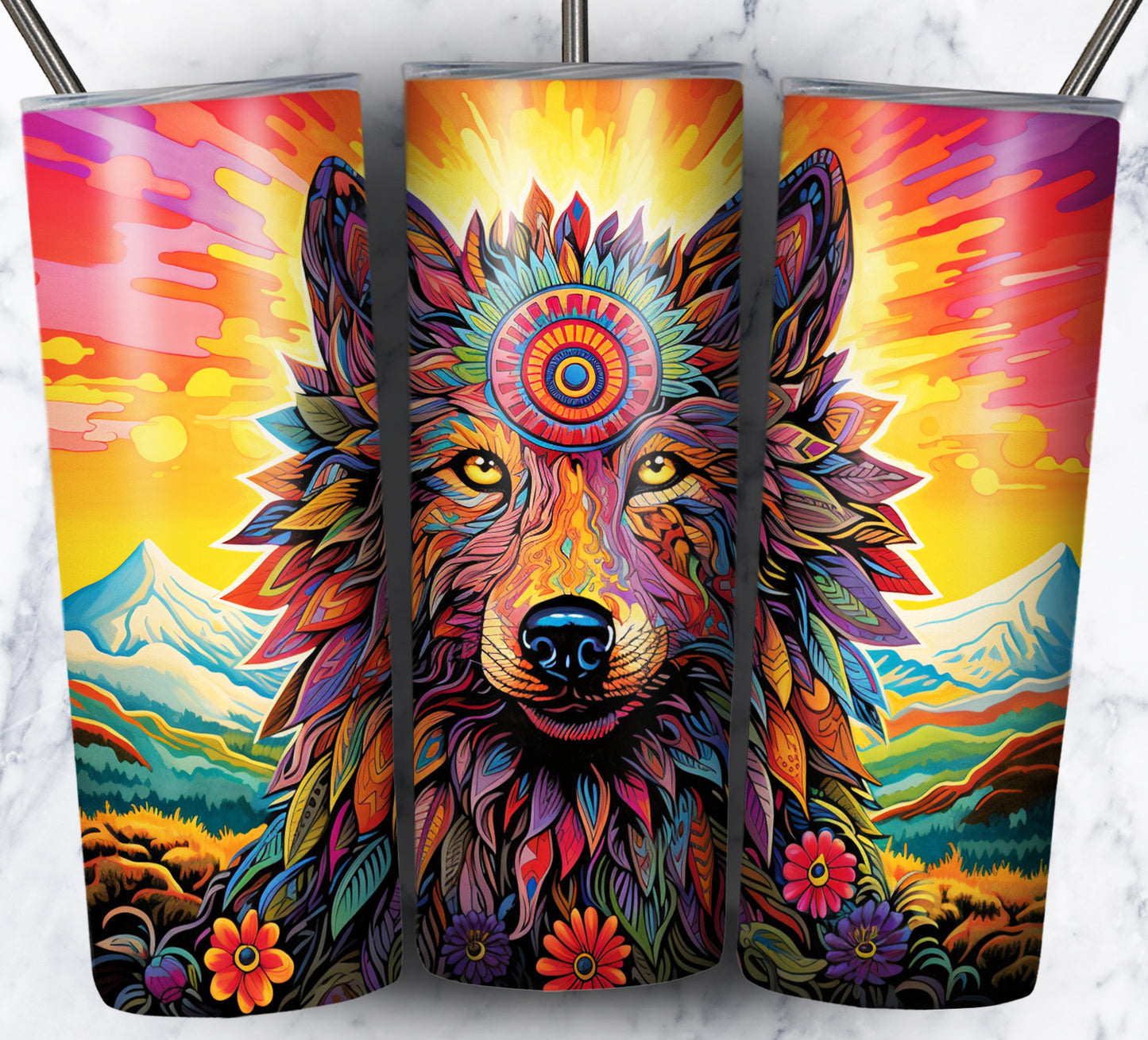 Psychedelic Animals Sublimation 20oz Tumbler Images Bundle