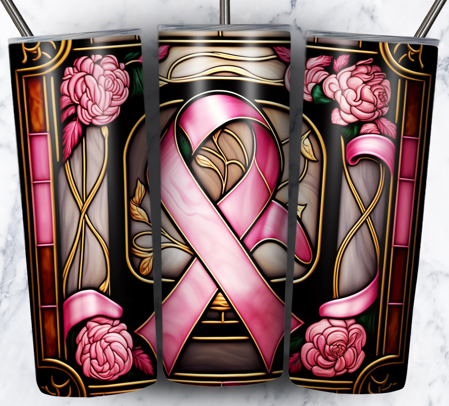 40+ Stain Glass Breast Cancer Sublimation 20oz Images Bundle