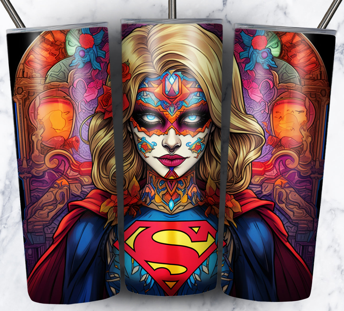 Superhero SugarSkull Sublimation 20oz Tumbler Images Bundle