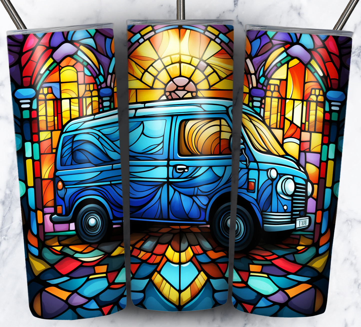 40+ Stain Glass Work Vehicles Sublimation 20oz Images Bundle