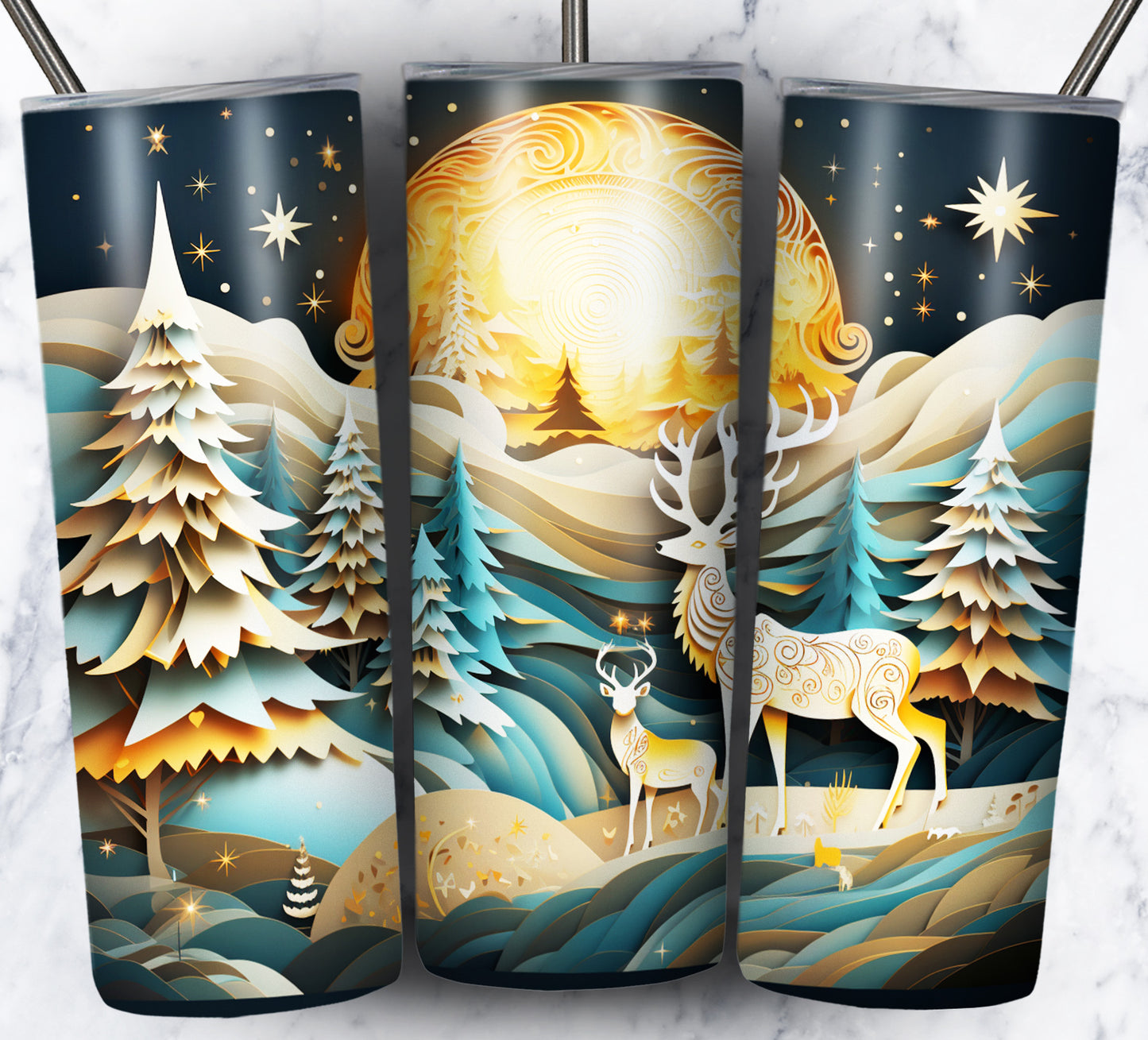 30+ 3D Paper Christmas Sublimation 20oz Images Bundle