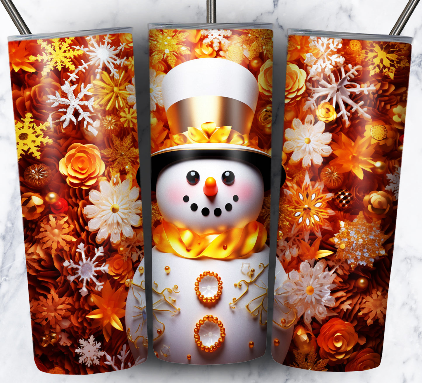 70 3D Christmas Snoman Sublimation 20oz Images Bundle