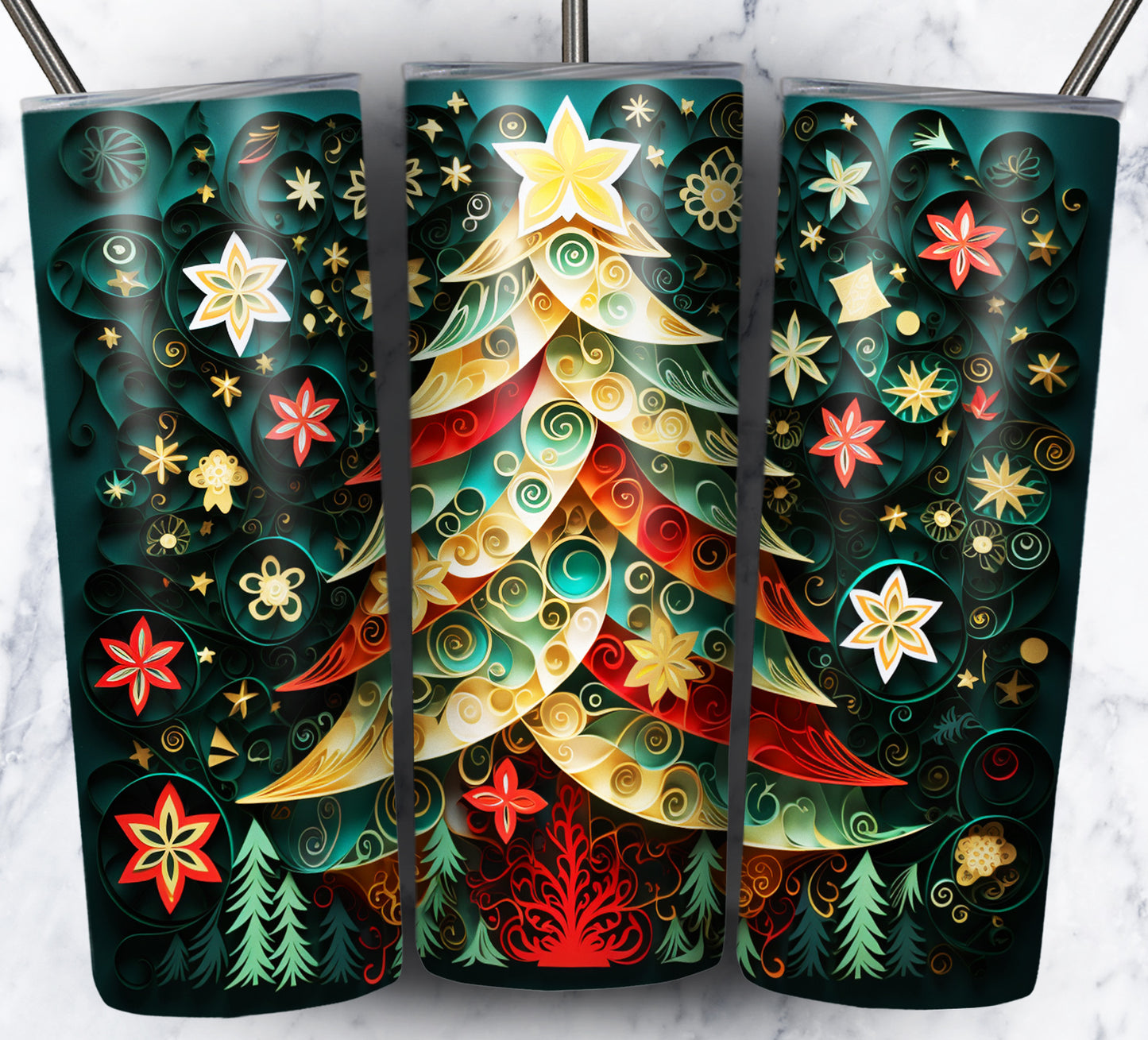 30+ 3D Paper Christmas Sublimation 20oz Images Bundle