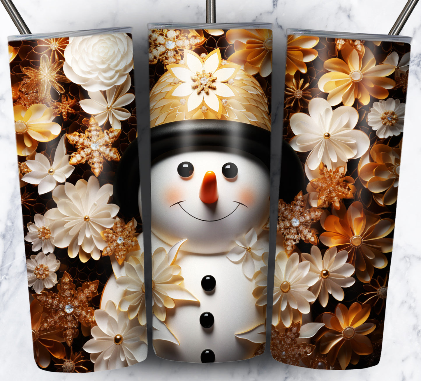 70 3D Christmas Snoman Sublimation 20oz Images Bundle