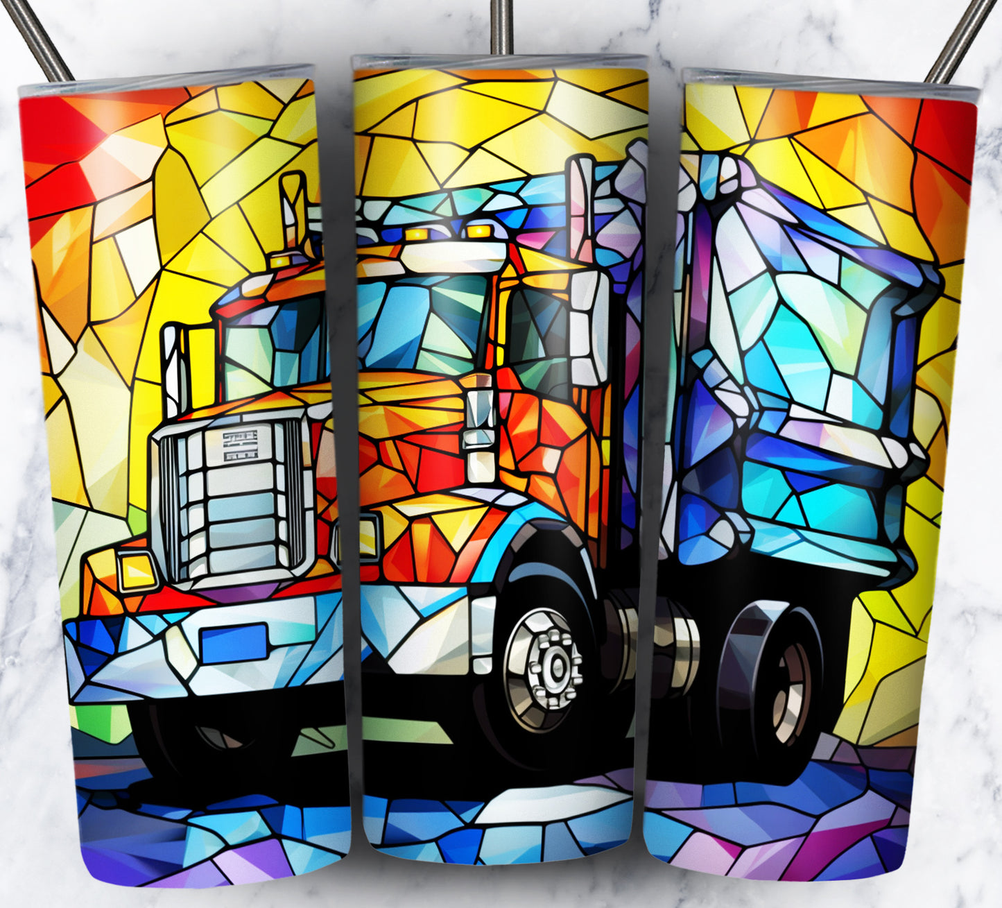 40+ Stain Glass Work Vehicles Sublimation 20oz Images Bundle