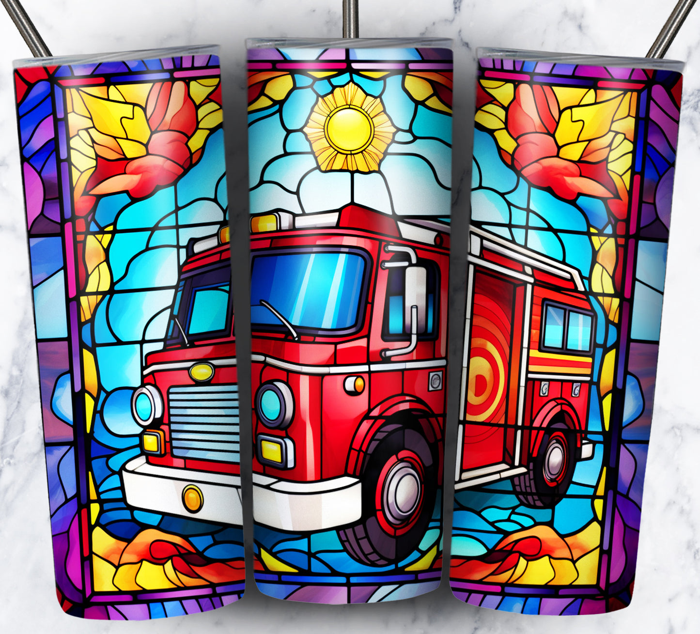 40+ Stain Glass Work Vehicles Sublimation 20oz Images Bundle