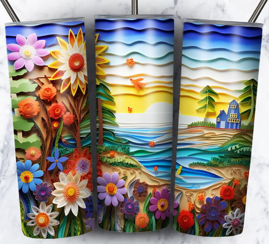 Paper Art Scenery Sublimation 20oz Tumbler Images Bundle