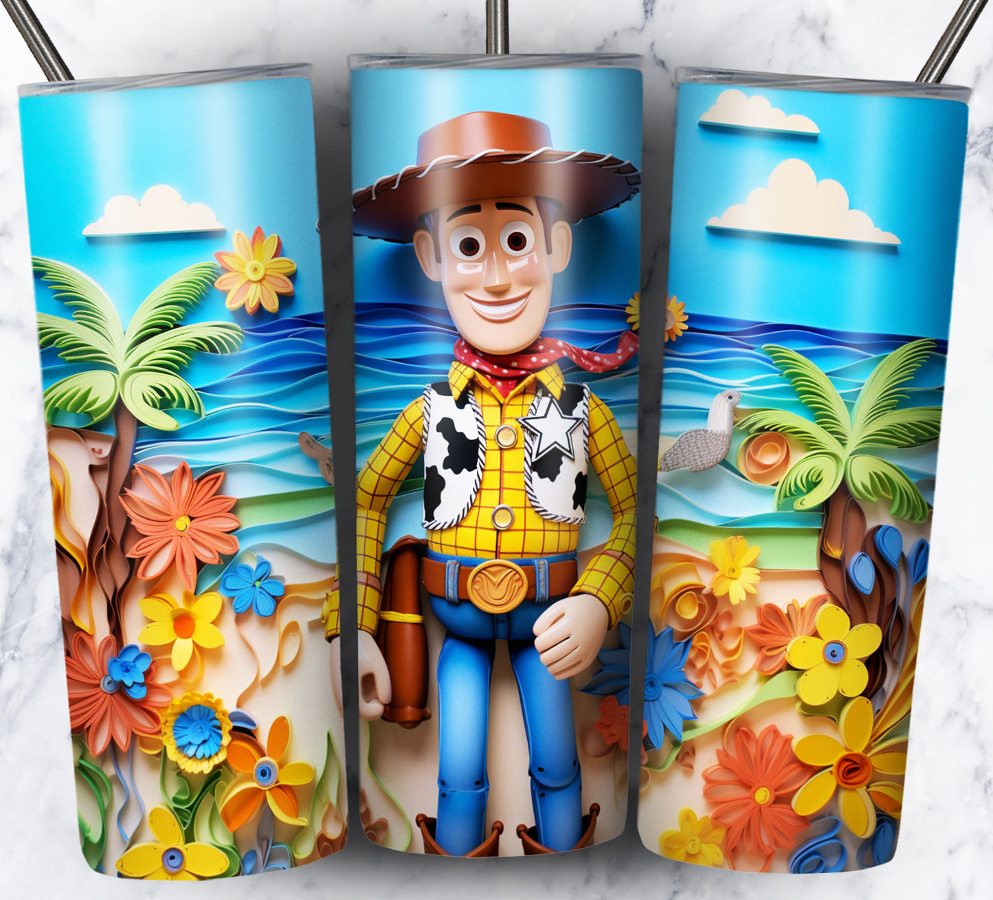 Cartoon Paper Beach Sublimation 20oz Tumbler Images Bundle