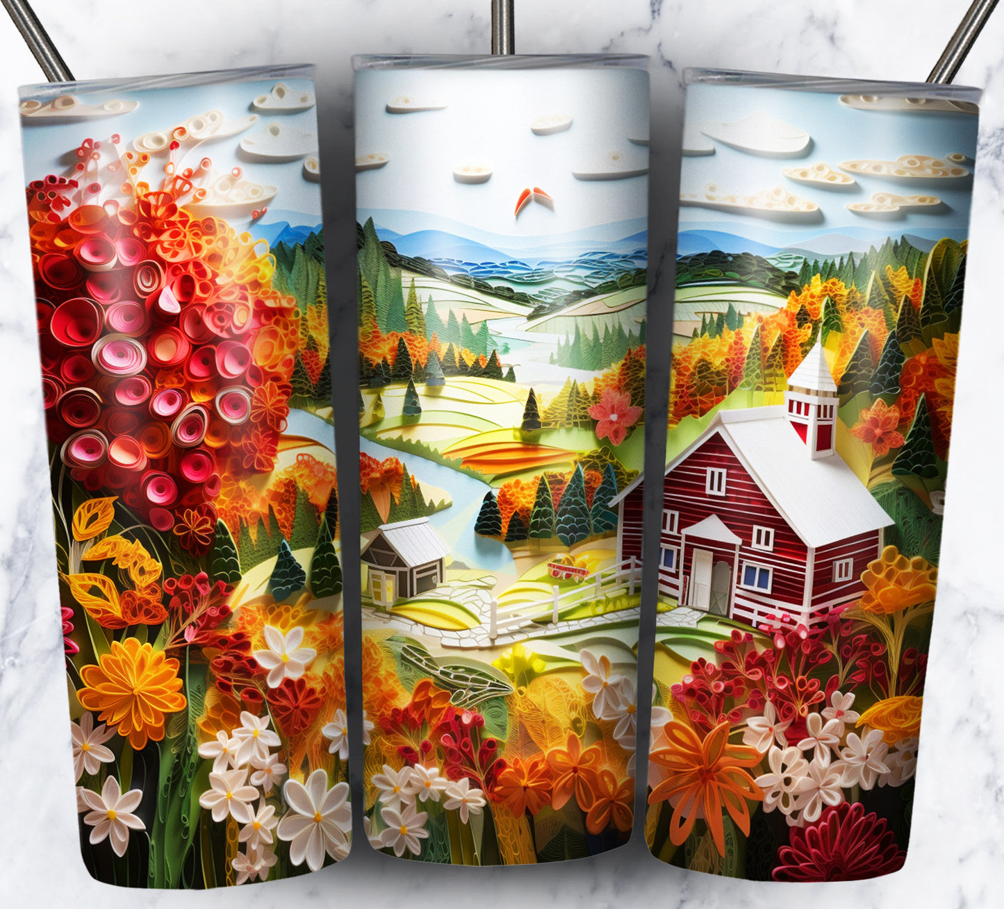 Paper Art Scenery Sublimation 20oz Tumbler Images Bundle