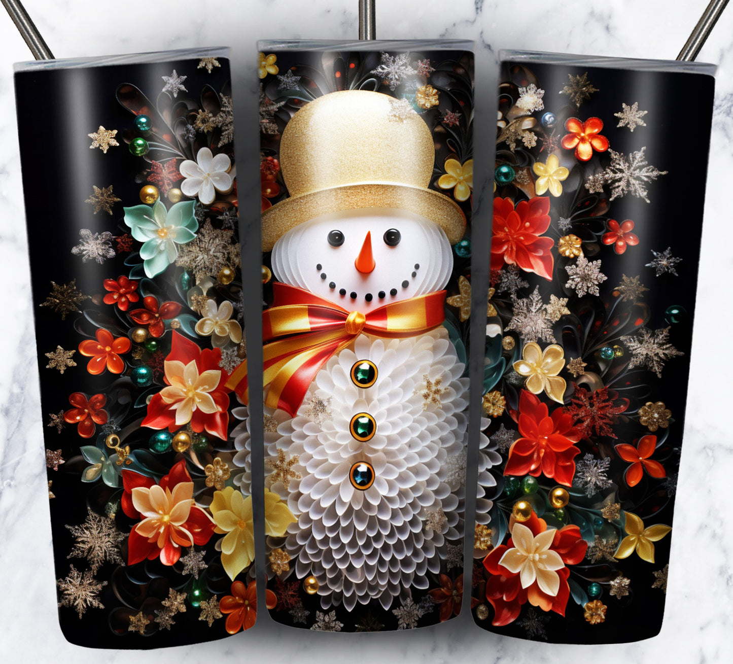 70 3D Christmas Snoman Sublimation 20oz Images Bundle