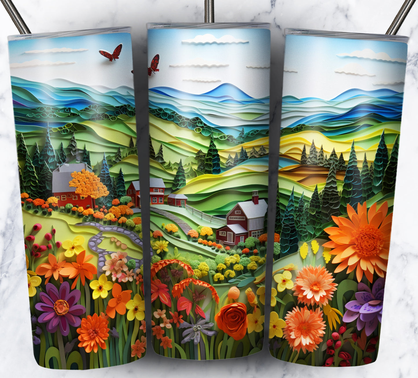 Paper Art Scenery Sublimation 20oz Tumbler Images Bundle