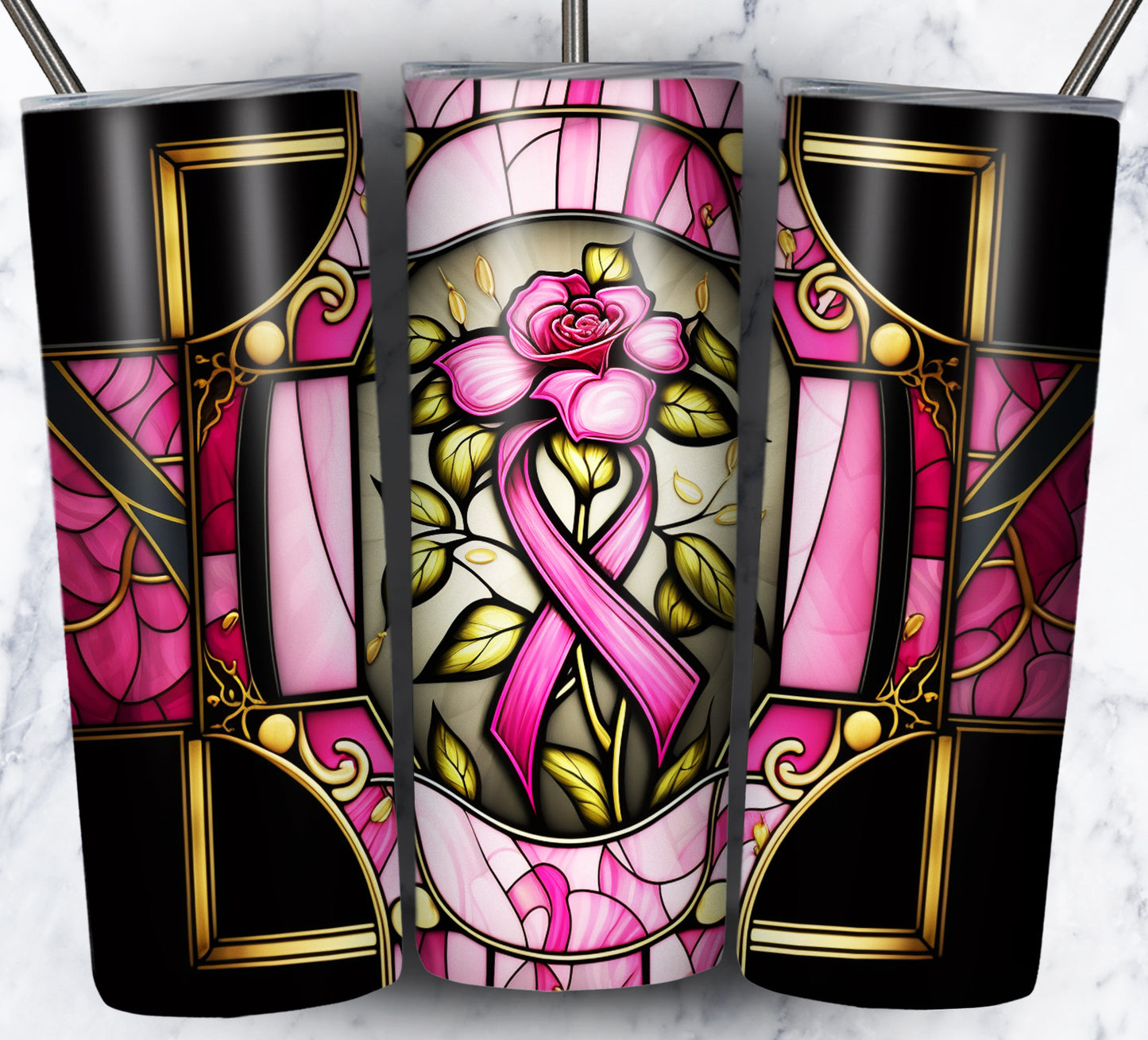 40+ Stain Glass Breast Cancer Sublimation 20oz Images Bundle