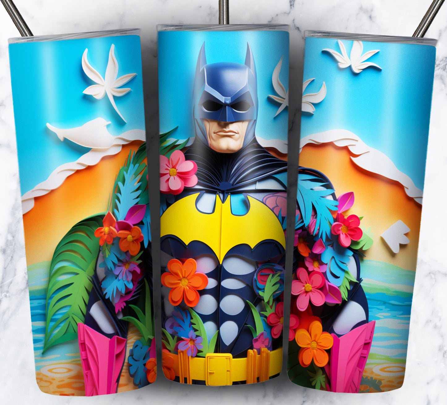 Cartoon Paper Beach Sublimation 20oz Tumbler Images Bundle